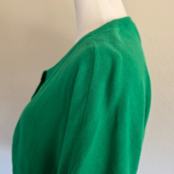 CAbi Piccolo Shrug Style Cropped Cardigan Sweater Green Navy Cotton Size XL - Picture 6 of 10